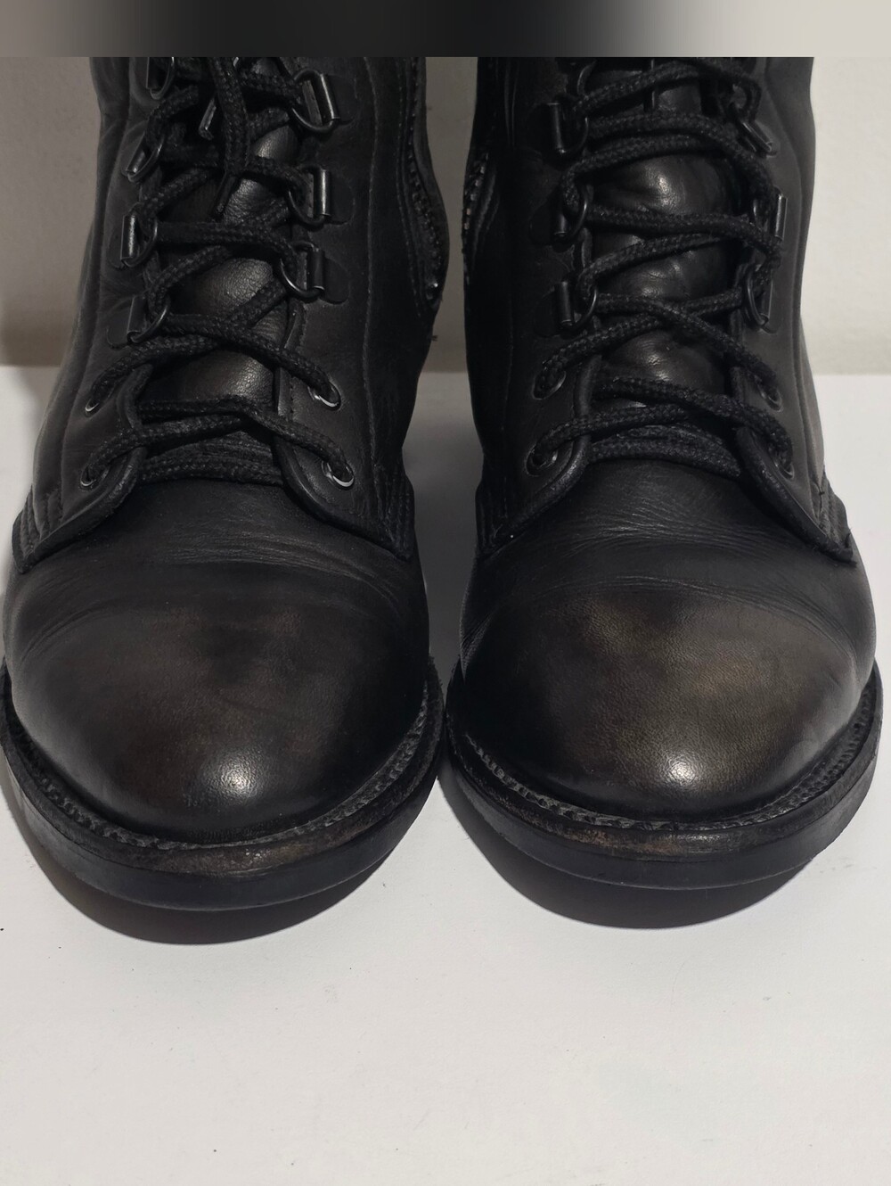 Harley-Davidson Womans Sz 10 Vtg 90s Y2K Distressed Leather Combat Riding Boots - Picture 5 of 11